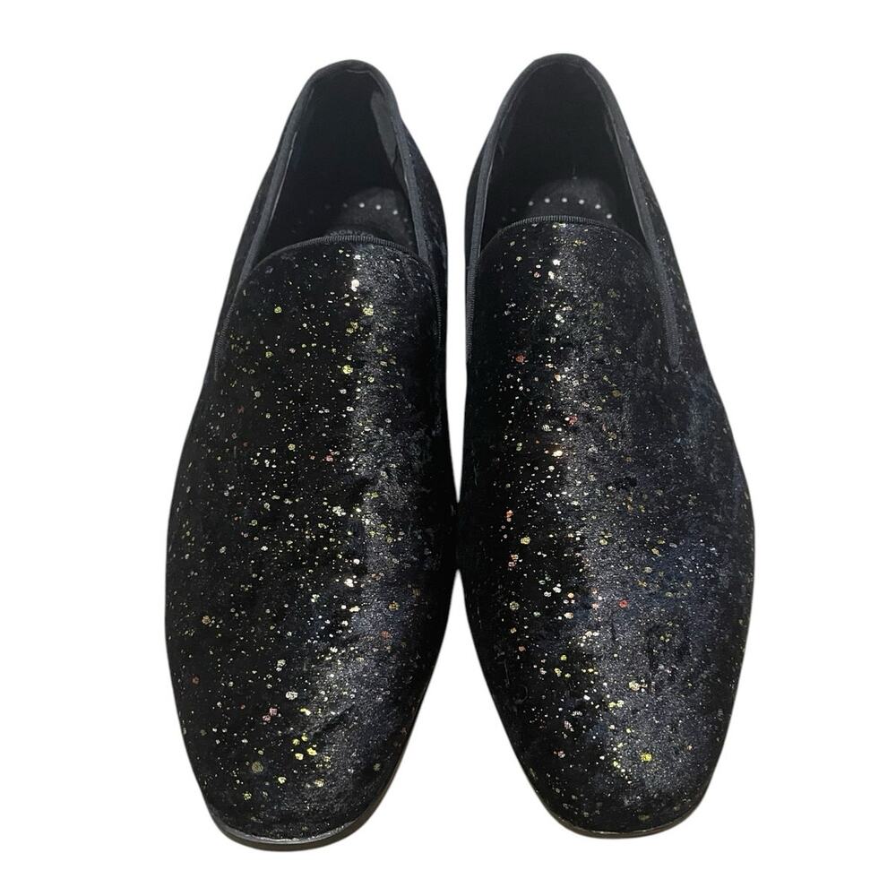 Stacy Adams Men's Stellar Glitter Plain Toe Slip On Loafer Black Velour Size 12 - Picture 10 of 12
